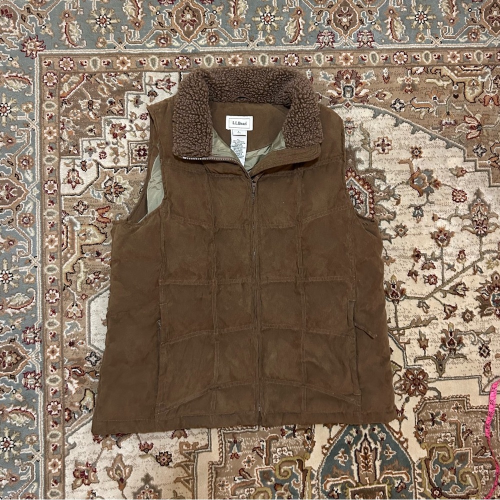 L.L.Bean Brown Suede quilted down Vest